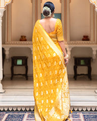 Alluring Haldi Wear Yellow Color Soft Cotton Silk Saree