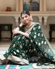 Alluring Mehndi Wear Green Color Soft Cotton Silk Saree