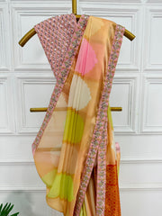 Bollywood Star Kiara advani Multi Color Organza Saree