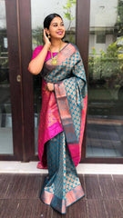 Festive Wear Grey Color Silk Saree