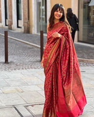 Eyes Catching Maroon Color Silk Saree