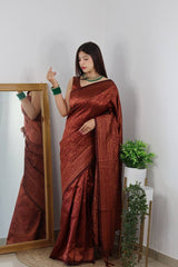 Traditional Wear Maroon Color Jacquard Silk Saree