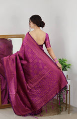 Traditional Wear Wine Color Jacquard Silk Saree