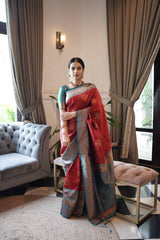 Wonderful Maroon Color Jacquard Silk Saree