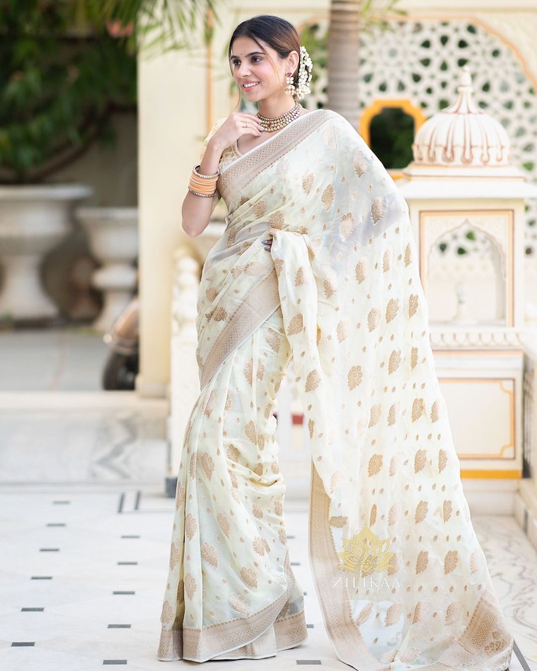 Alluring White Color Soft Cotton Silk Saree