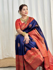 Wonderful Blue Color Jacquard Silk Saree