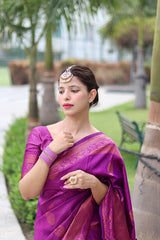 Festive Wear Purple Color Jacquard Silk Saree