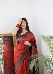 Occasion Wear Maroon Color Jacquard Silk Saree