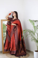 Occasion Wear Maroon Color Jacquard Silk Saree