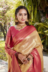 Admiring Jaquard Beige Color Silk Saree