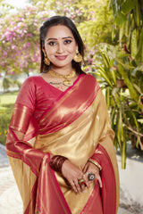 Admiring Jaquard Beige Color Silk Saree