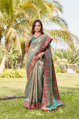 Marvelous Kanjivaram Rama Color Soft Silk Saree