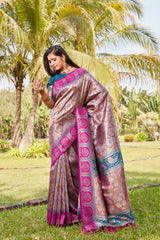 Marvelous Kanjivaram Pink & Blue Color Soft Silk Saree