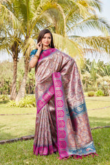 Marvelous Kanjivaram Pink & Blue Color Soft Silk Saree