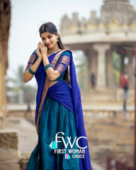 Traditional Wear Kanjiveram Silk Blue Color Lehenga Saree