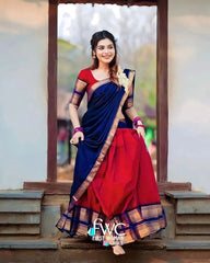 Traditional Wear Kanjiveram Silk Red Color Lehenga Saree