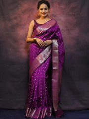 Glorious Wine Color Banarasi Silk Saree