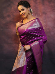 Glorious Wine Color Banarasi Silk Saree