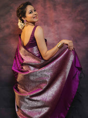 Glorious Wine Color Banarasi Silk Saree