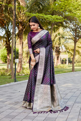 Fantastic Kanjivaram Silk Wine Color Saree