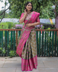 Designer Kanjivaram Silk Green Color Saree