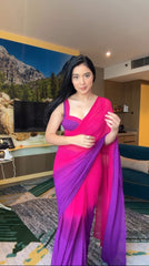 Elegant Pink Color Georgette Ready To Wear Saree