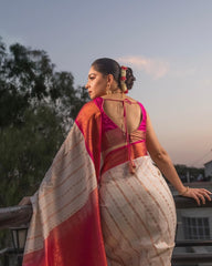 Glorious White Color Banarasi Silk Saree