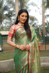 Daisy Organza Silk Green Color Saree