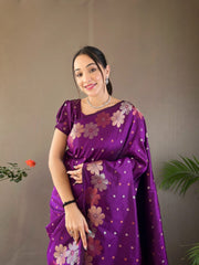 Daisy Purple Color Kanjivaram Silk Saree