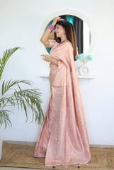 Precious Pure Banarasi Silk Peach Color Saree