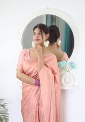 Precious Pure Banarasi Silk Baby Pink Color Saree