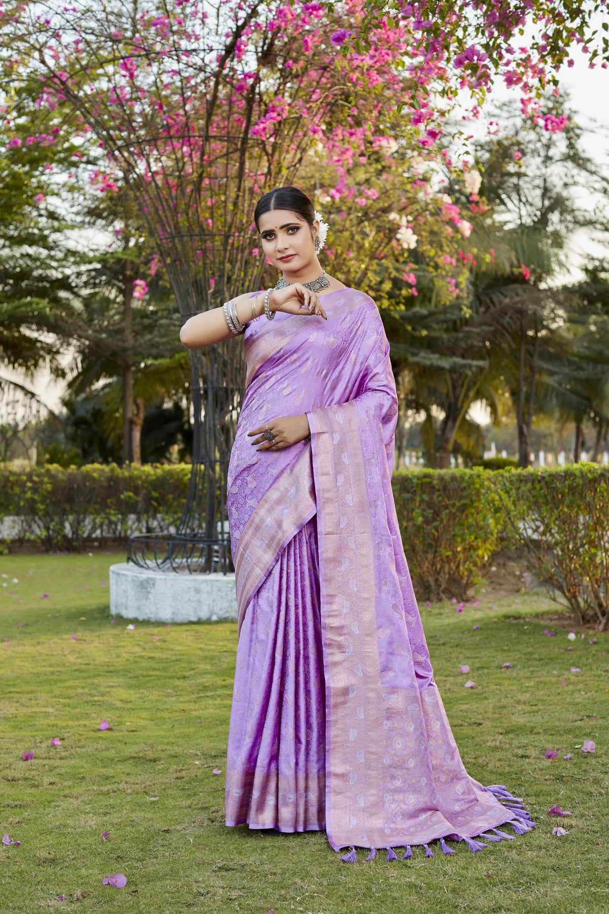 Daisy Pure Kanjivaram Silk Purple Color Saree