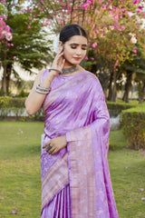 Daisy Pure Kanjivaram Silk Purple Color Saree