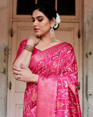 Graceful Pure Silk Jacquard Pink Color Saree