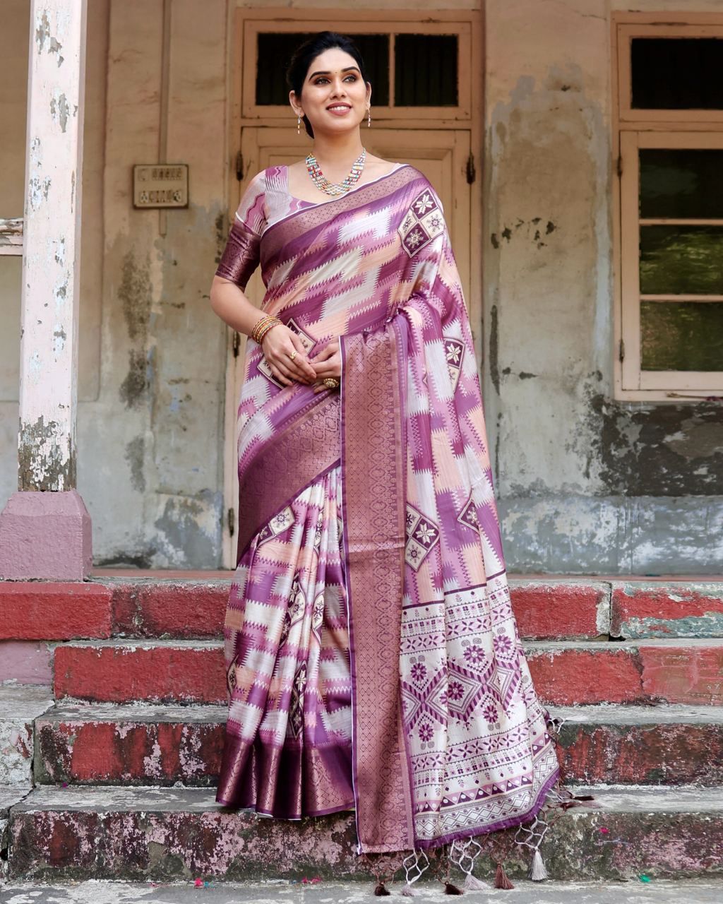 Delightful Pure Silk Jacquard Pink Color Saree