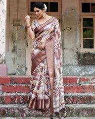 Delightful Pure Silk Jacquard Coffee Color Saree