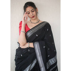 Captivating Black Color Banarasi Silk Saree