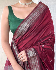 Captivating Red Color Banarasi Silk Saree