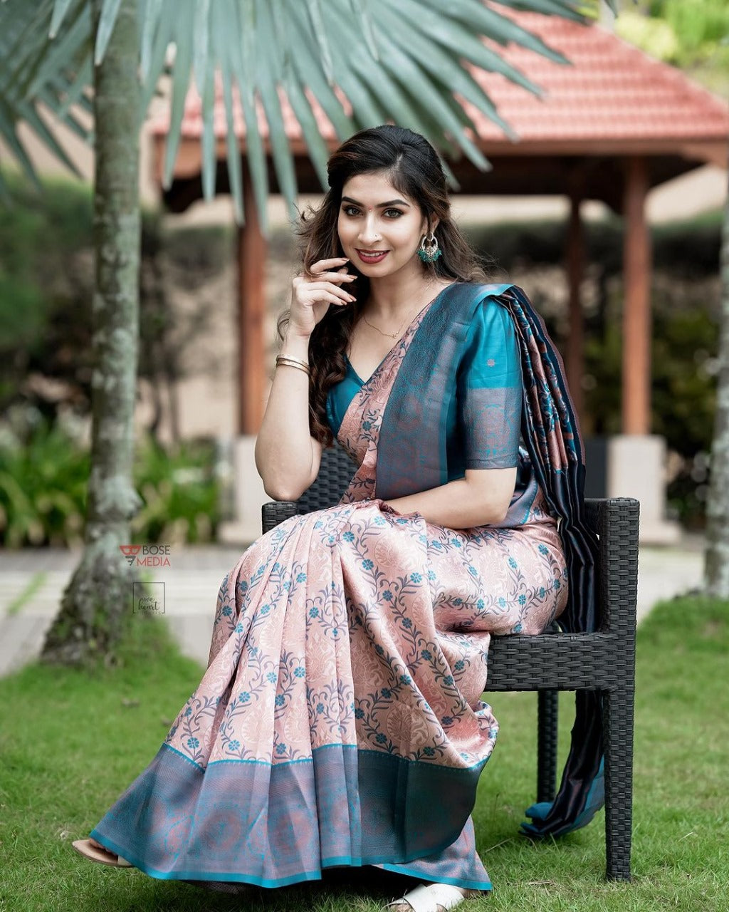 Fabulous Peach Color Banarasi Silk Saree