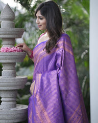 Awesome Banarasi Soft Silk Purple Color Saree