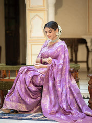 Trendy Purple Color Banarasi Silk Saree