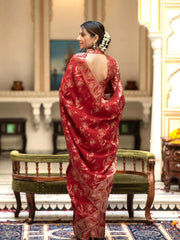 Trendy Red Color Banarasi Silk Saree