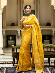 Trendy Haldi Wear Yellow Color Banarasi Silk Saree