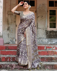 Classic Pure Jacquard Silk Coffee Color Saree