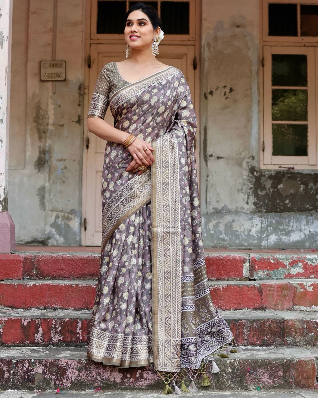 Classic Pure Jacquard Silk Coffee Color Saree