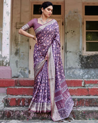 Classic Pure Jacquard Silk Blue Color Saree