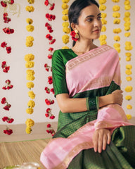 Awesome Lichi Soft Silk Green Color Saree