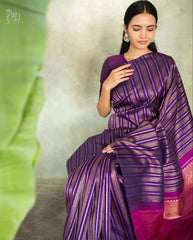 Awesome Banarasi Soft Silk Purple Color Saree