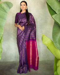 Awesome Banarasi Soft Silk Purple Color Saree