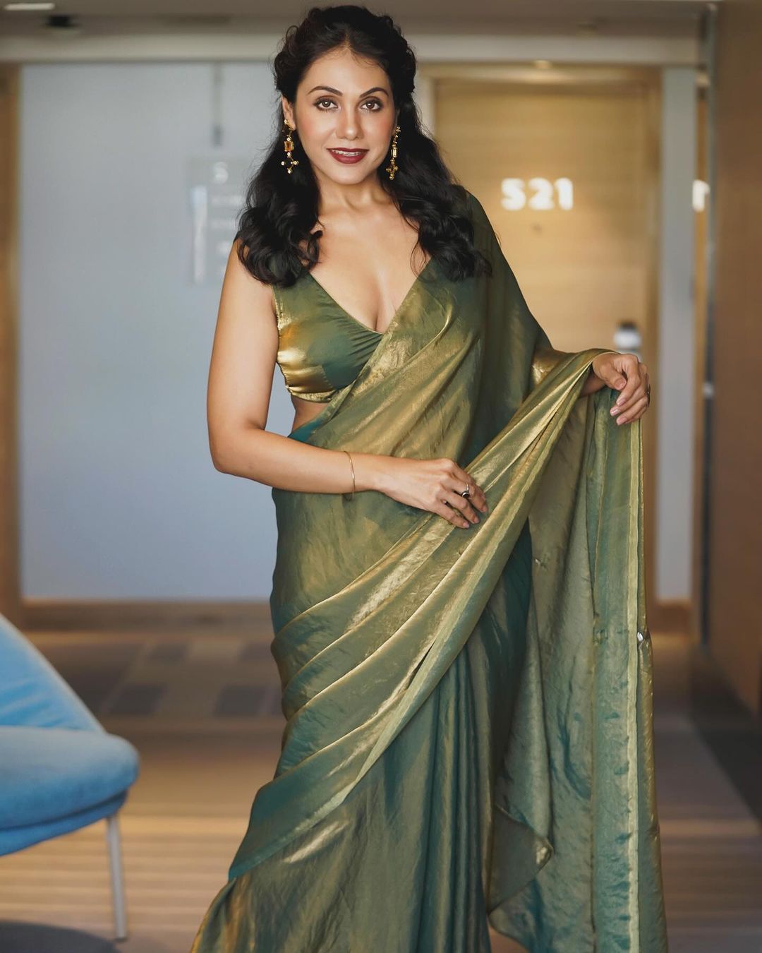 Glorious Green Color Organza Silk Saree